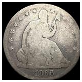 1866 Seated Liberty Half Dollar NICELY CIRCULATED