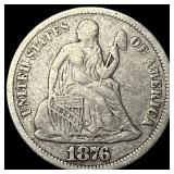 1876 Seated Liberty Dime LIGHTLY CIRCULATED