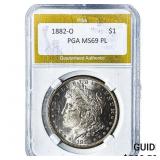 1882-O Morgan Silver Dollar PGA MS69PL