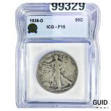 1938-D Walking Liberty Half Dollar ICG F15