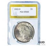 1922-D Silver Peace Dollar PGA MS66
