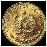 1945 Mexico Gold 2 Pesos GEM BU
