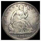 1865-S Silver Seated Liberty Half Dollar  LIGHTLY
