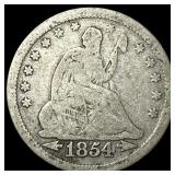 1854 Arrows Seated Liberty Quarter LIGHTLY  CIRCU