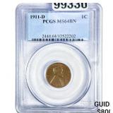 1911-D Wheat Cent PCGS MS64 BN