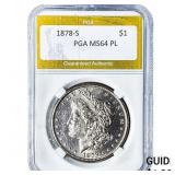 1878-S Morgan Silver Dollar PGA MS64PL