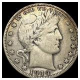 1914-S Silver Barber Half Dollar LIGHTLY  CIRCULA