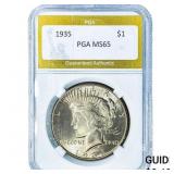 1935 Silver Peace Dollar PGA MS65