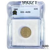 1865 Nickel Three Cent ICG AU50