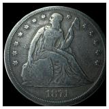 1871 Seated Liberty Silver Dollar LIGHTLY  CIRCUL
