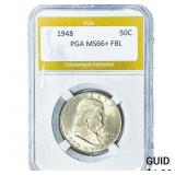 1948 Franklin Half Dollar PGA MS66+FBL