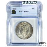 1938 Walking Liberty Half Dollar ICG MS66