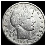 1907-D Silver Barber Half Dollar NEARLY UNCIRCULAT