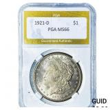 1921-D Morgan Silver Dollar PGA MS66