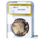 1881-S Morgan Silver Dollar PGA MS65