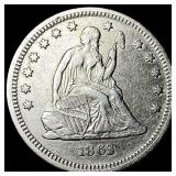 1863 Silver Seated Liberty Quarter CHOICE AU