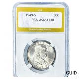 1949-S Franklin Half Dollar PGA MS65+FBL