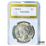 1934-D Silver Peace Dollar PGA MS65