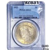 1922 Silver Peace Dollar PCGS MS63