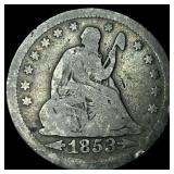1853 Arrows/Rays Seated Liberty Quarter  NICELY C