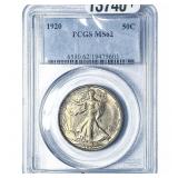 1920 Walking Liberty Half Dollar PCGS MS62