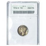 1916-D Mercury Silver Dime ANACS G4