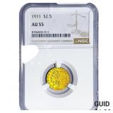 1911 $2.50 Gold Quarter Eagle NGC AU55