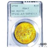 1908 $20 Gold Double Eagle PCGS MS63 No Motto