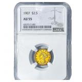 1907 $2.50 Gold Quarter Eagle NGC AU55