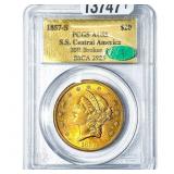 1857-S $20 Gold Double Eagle PCGS AU55