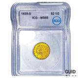 1925-D $2.50 Gold Quarter Eagle ICG MS65