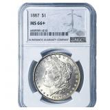 1887 Morgan Silver Dollar NGC MS66+
