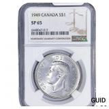 1949 Canada Silver Dollar - George VI NGC SP65