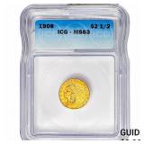 1908 $2.50 Gold Quarter Eagle ICG MS63