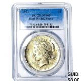 1921 Silver Peace Dollar PCGS MS65 High Relief
