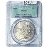 1888 Morgan Silver Dollar PCGS MS66