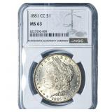 1881-CC Morgan Silver Dollar NGC MS63