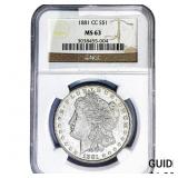 1881-CC Morgan Silver Dollar NGC MS63