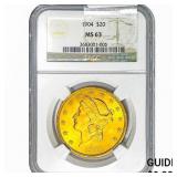 1904 $20 Gold Double Eagle NGC MS63