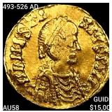 493-526 AD Theodoric Gold Tremissis 1.22g CHOICE A