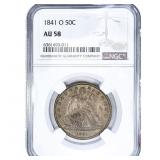1841-O Seated Liberty Half Dollar NGC AU58