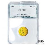 1909 $2.50 Gold Quarter Eagle PCI MS64
