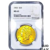 1903 $20 Gold Double Eagle NGC MS63