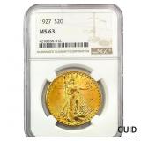 1927 $20 Gold Double Eagle NGC MS63
