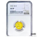 1914 $2.50 Gold Quarter Eagle NGC AU58