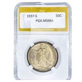 1937-S Walking Liberty Half Dollar PGA MS66+