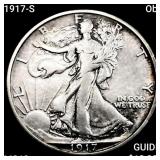 1917-S Obv MM Walking Liberty Half Dollar UNCIRCUL