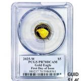2025-W $5 Gold Eagle 1/10 oz PCGS PR70 DCAM