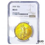 1924 $20 Gold Double Eagle NGC MS63