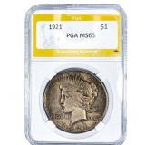 1921 Silver Peace Dollar PGA MS65